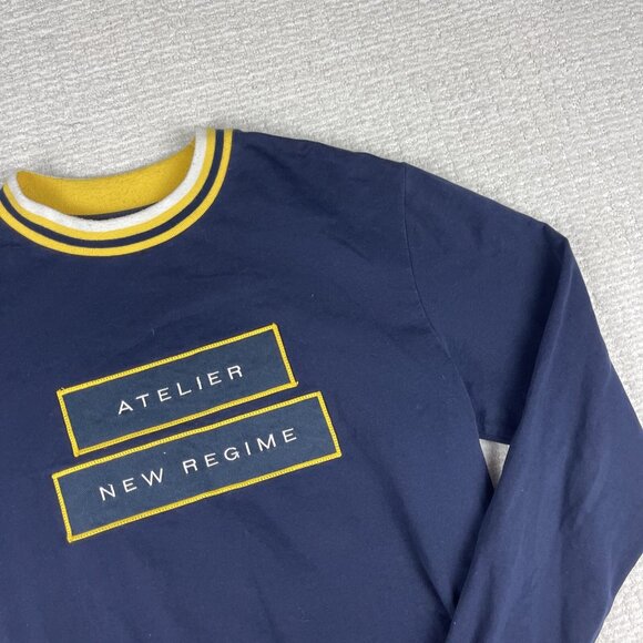Men's Atelier New Regime ANR Long Sleeve M Yellow/Navy Blue Embroidery - Picture 2 of 15